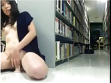 Asian Amateur Rides Dildo In Public Library